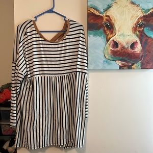 White and. Lack stripes top with tan lining. This is a stunning veveret blouse